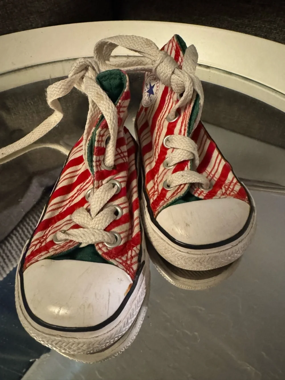 Converse baby size All Star Red & White Striped High-Top Sneakers